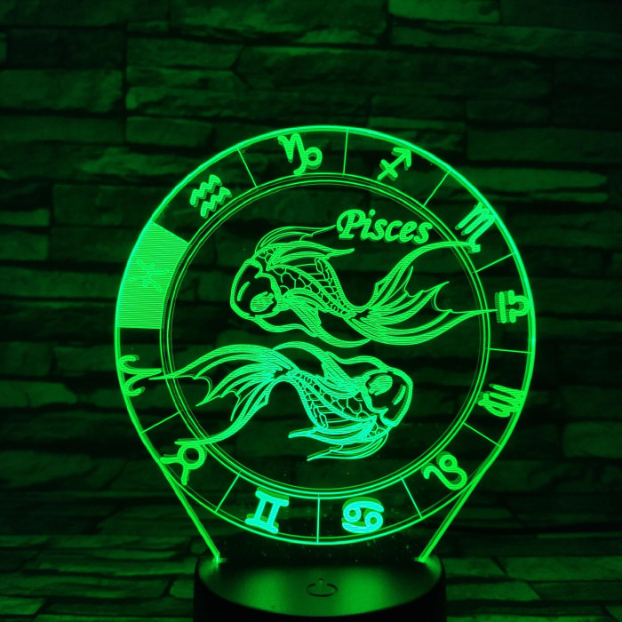 Halak Horoszkóp 7 színű 3D led lámpa