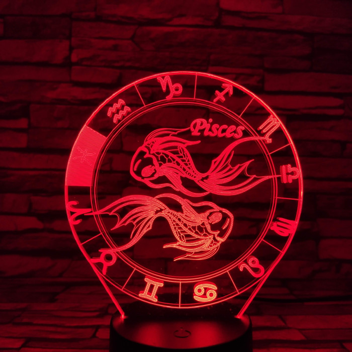 Halak Horoszkóp 7 színű 3D led lámpa
