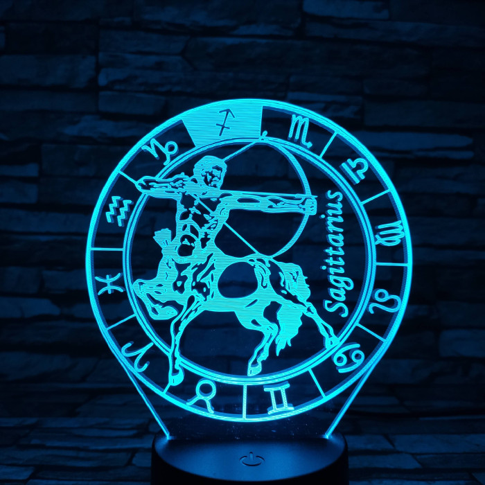 Nyilas Horoszkóp 7 színű 3D led lámpa