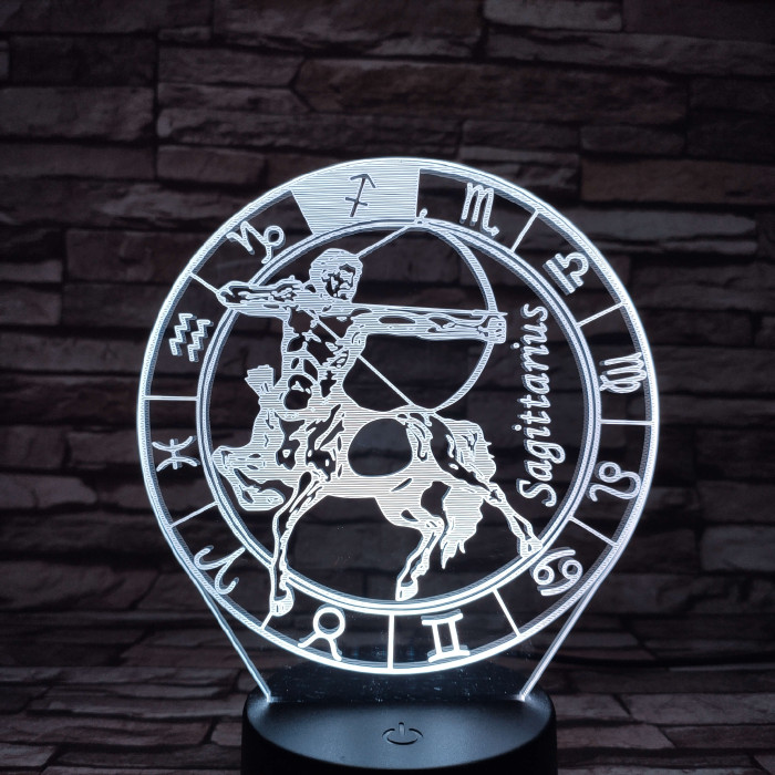 Nyilas Horoszkóp 7 színű 3D led lámpa