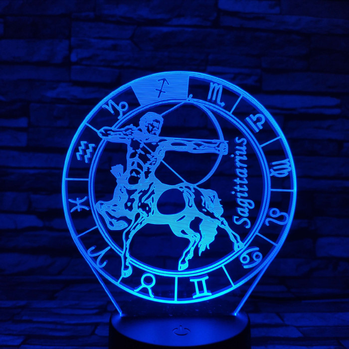 Nyilas Horoszkóp 7 színű 3D led lámpa