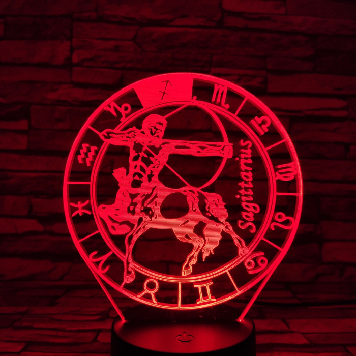 Nyilas Horoszkóp 7 színű 3D led lámpa