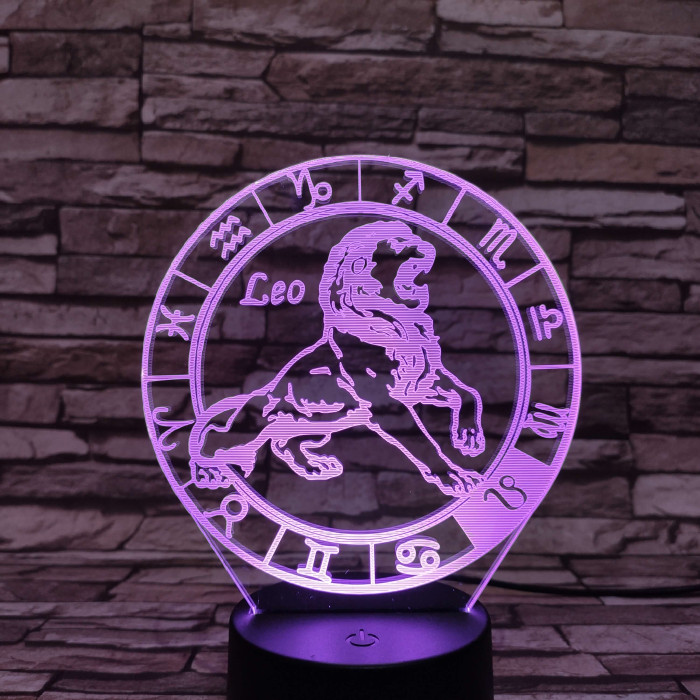 Oroszlán Horoszkóp 7 színű 3D led lámpa