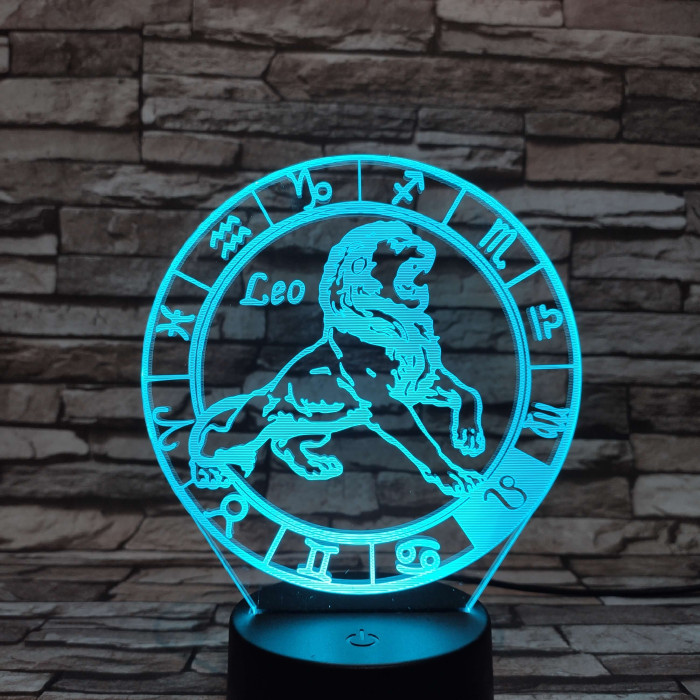 Oroszlán Horoszkóp 7 színű 3D led lámpa