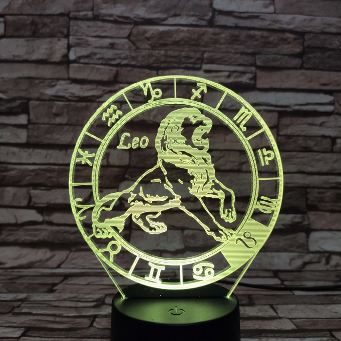 Oroszlán Horoszkóp 7 színű 3D led lámpa