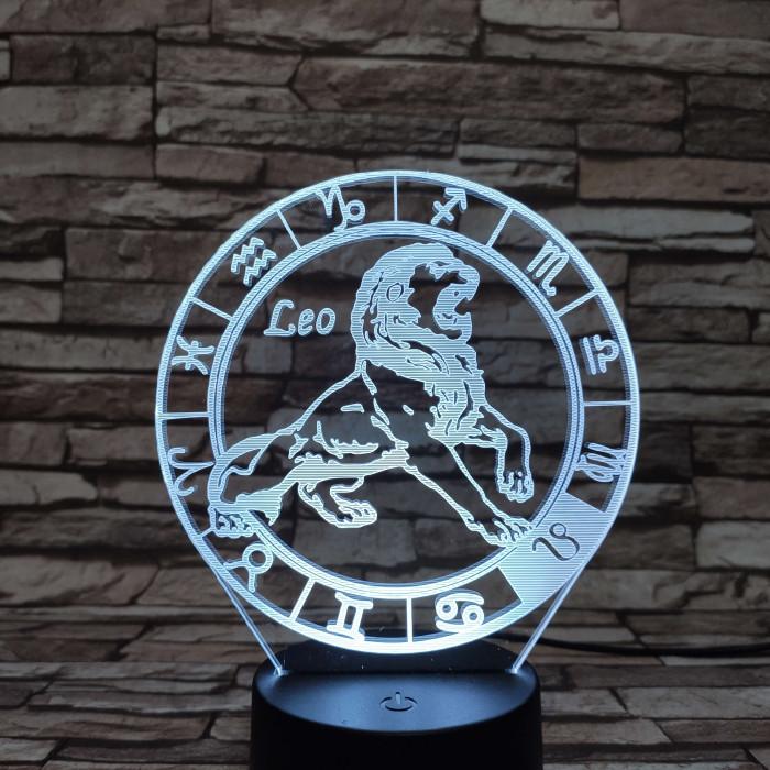 Oroszlán Horoszkóp 7 színű 3D led lámpa