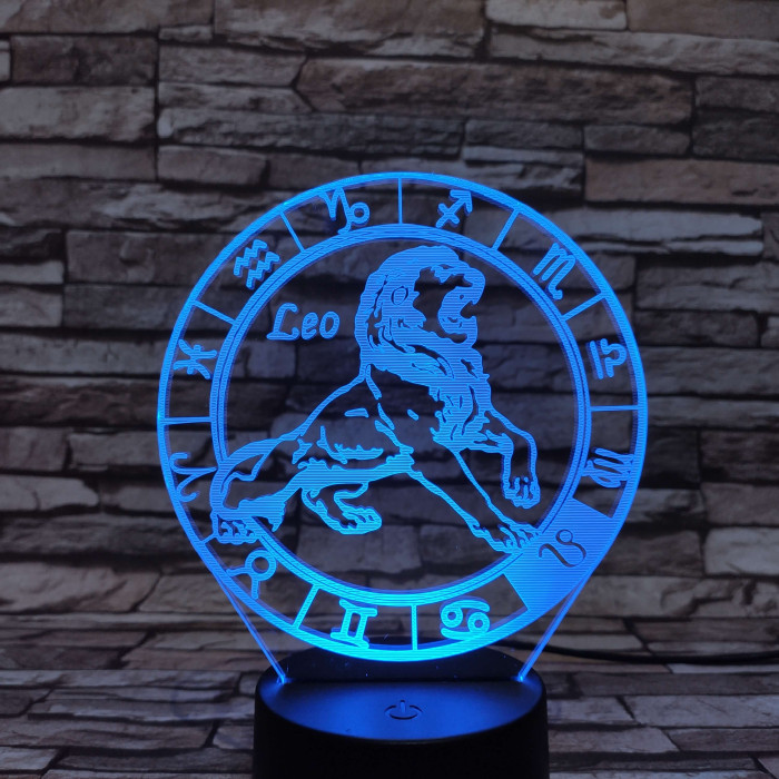 Oroszlán Horoszkóp 7 színű 3D led lámpa