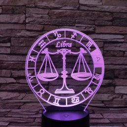 Mérleg Horoszkóp 7 színű 3D led lámpa