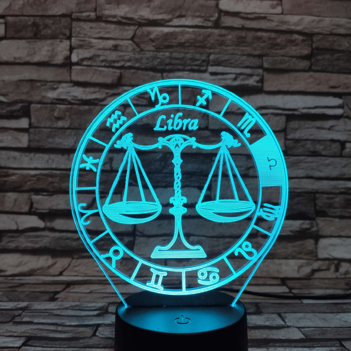 Mérleg Horoszkóp 7 színű 3D led lámpa