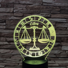 Mérleg Horoszkóp 7 színű 3D led lámpa