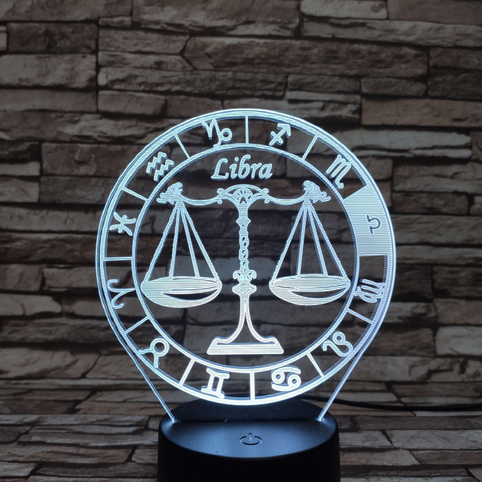 Mérleg Horoszkóp 7 színű 3D led lámpa