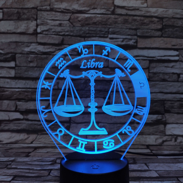 Mérleg Horoszkóp 7 színű 3D led lámpa