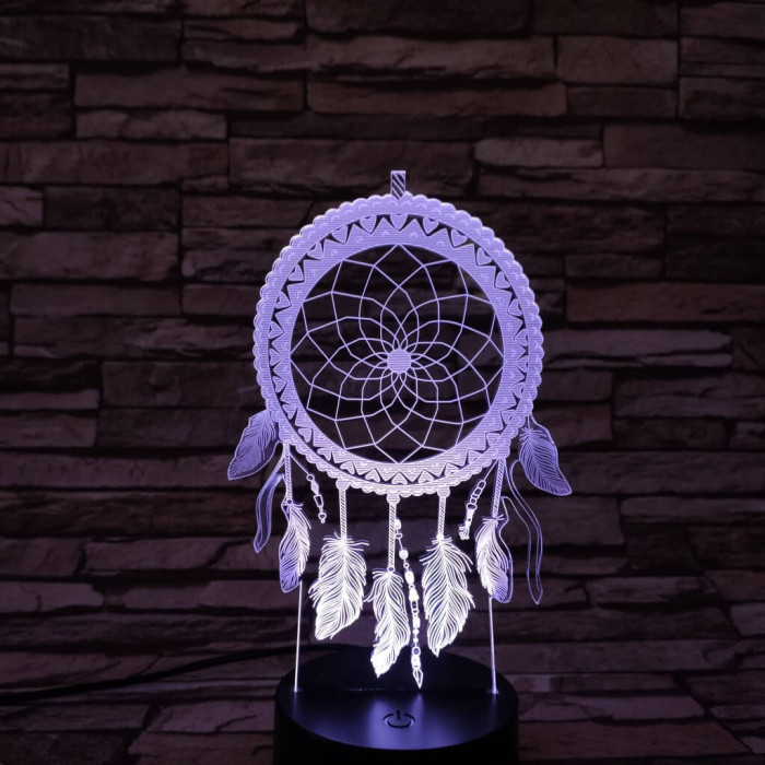 Indián álomfogó amulett 7 színű 3D led lámpa