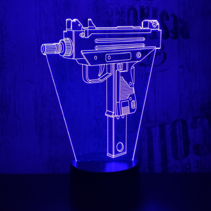 Uzi géppisztoly 7 színű 3D led lámpa