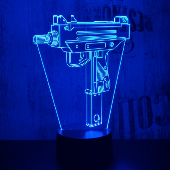 Uzi géppisztoly 7 színű 3D led lámpa