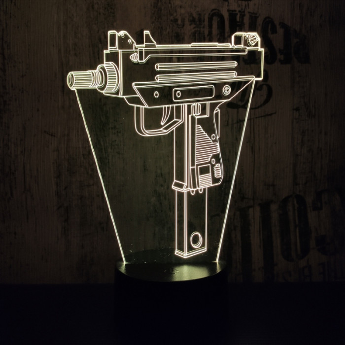 Uzi géppisztoly 7 színű 3D led lámpa