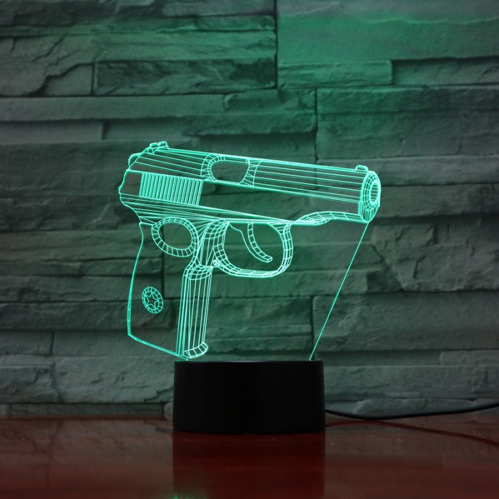 Pisztoly  7 színű 3D led lámpa