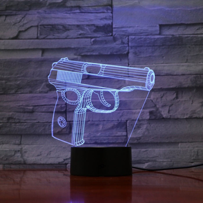 Pisztoly  7 színű 3D led lámpa