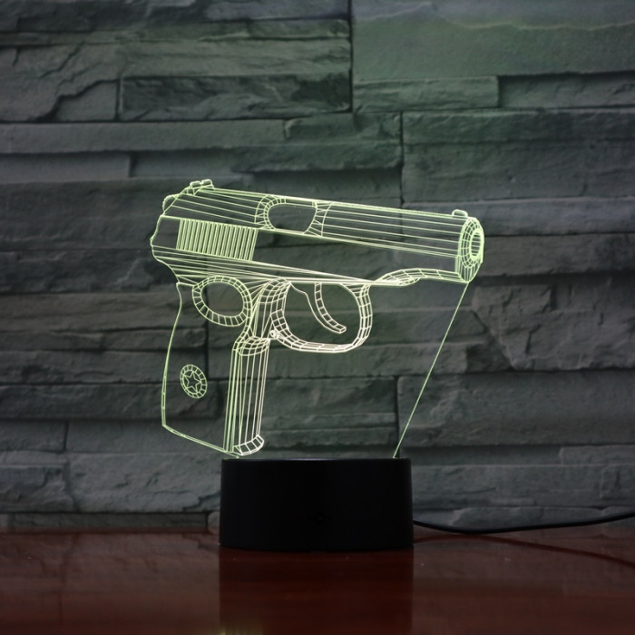 Pisztoly  7 színű 3D led lámpa