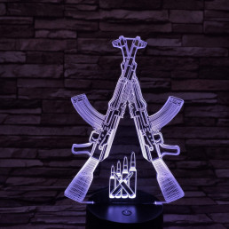 Két Gépfegyver 7 színű 3D led lámpa