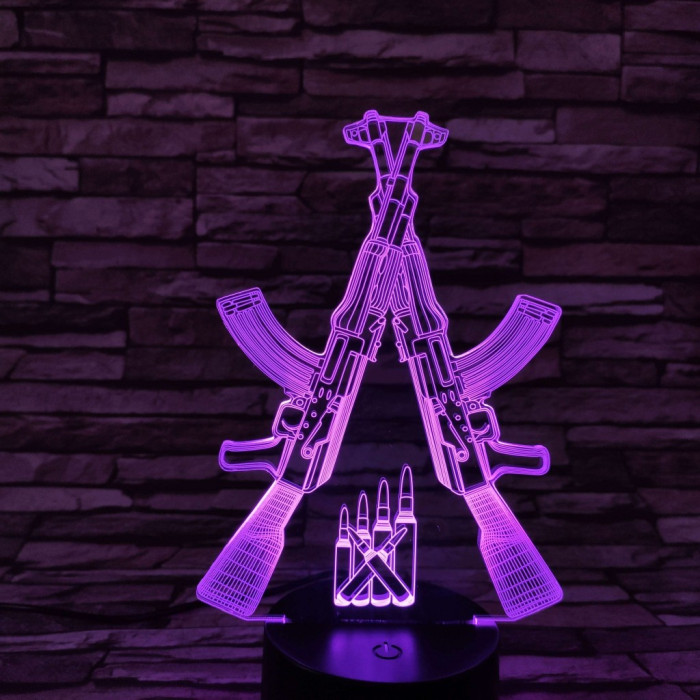 Két Gépfegyver 7 színű 3D led lámpa