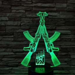 Két Gépfegyver 7 színű 3D led lámpa