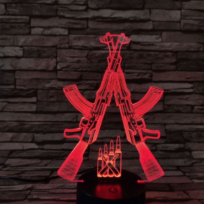 Két Gépfegyver 7 színű 3D led lámpa
