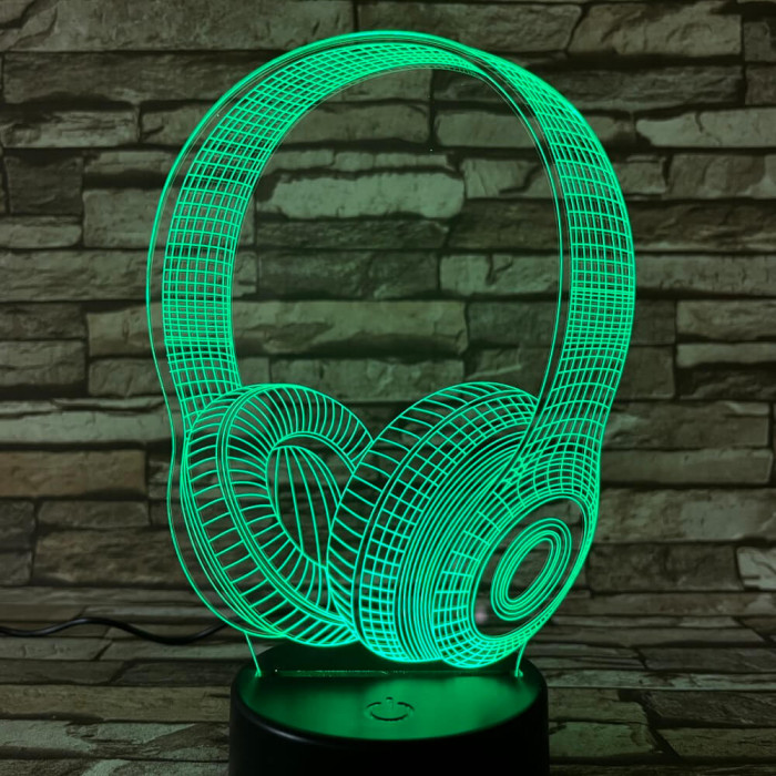 Fejhallgató 7 színű 3D led lámpa