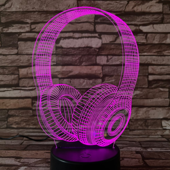 Fejhallgató 7 színű 3D led lámpa