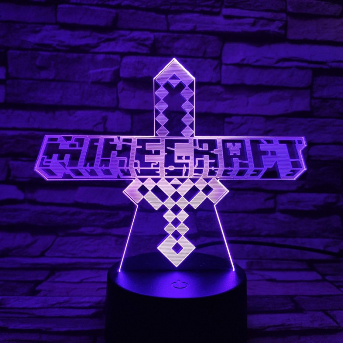 Minecraft  7 színű 3D led lámpa