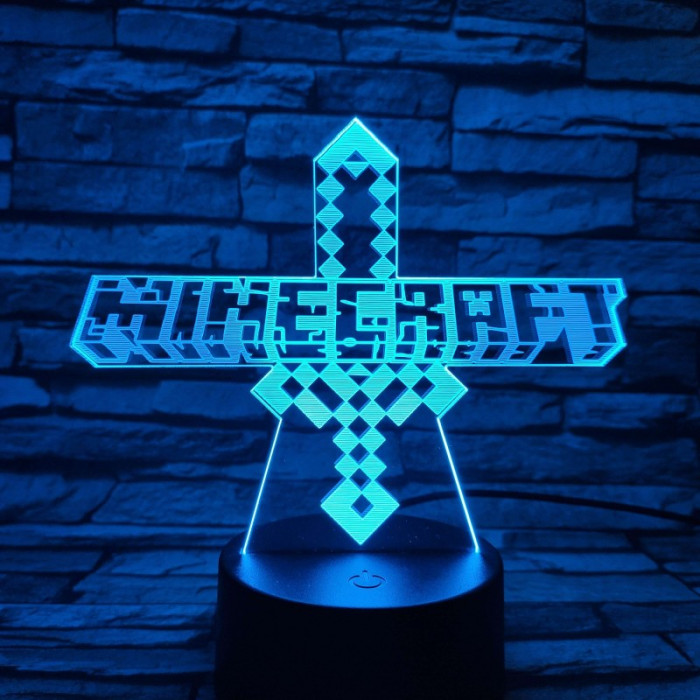 Minecraft  7 színű 3D led lámpa