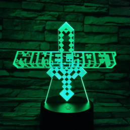 Minecraft  7 színű 3D led lámpa