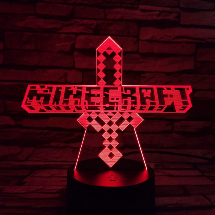 Minecraft  7 színű 3D led lámpa