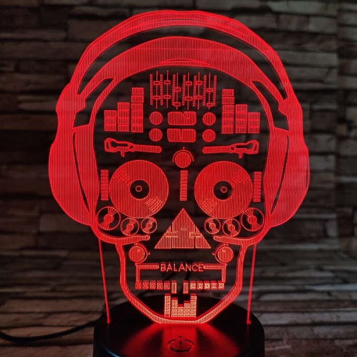 DJ koponya fej 7 színű 3D led lámpa