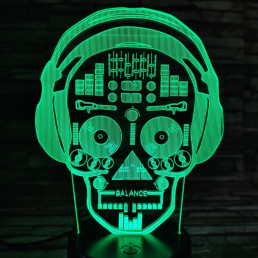 DJ koponya fej 7 színű 3D led lámpa