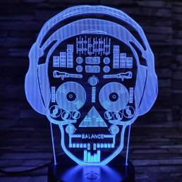 DJ koponya fej 7 színű 3D led lámpa