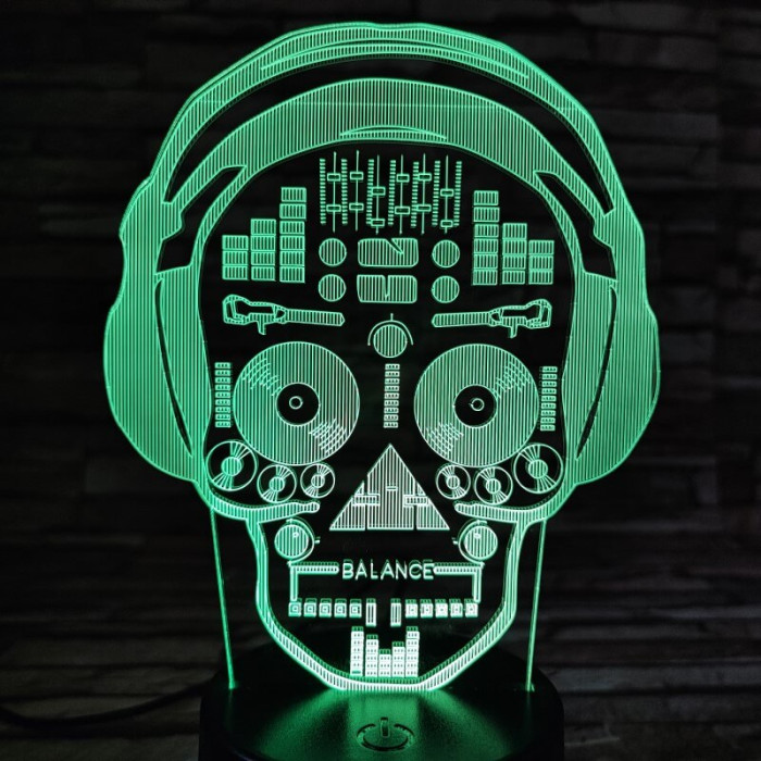 DJ koponya fej 7 színű 3D led lámpa