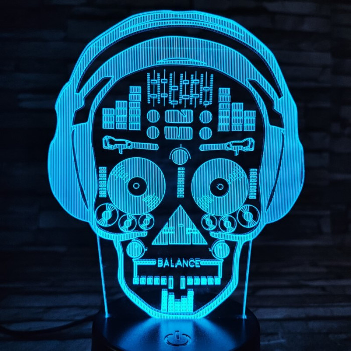 DJ koponya fej 7 színű 3D led lámpa
