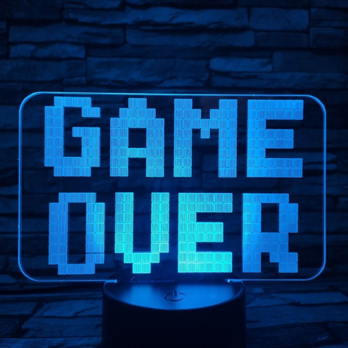 Game Over 7 színű 3D led lámpa
