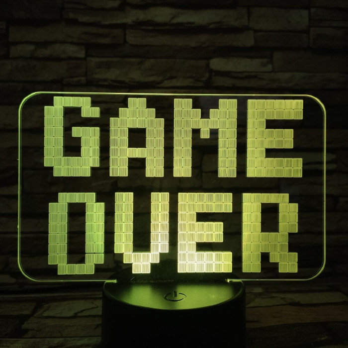 Game Over 7 színű 3D led lámpa