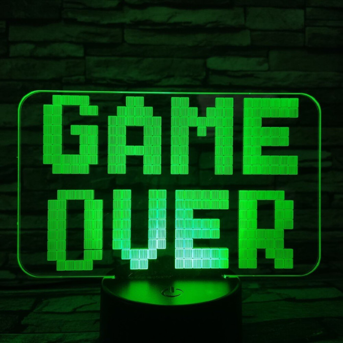 Game Over 7 színű 3D led lámpa