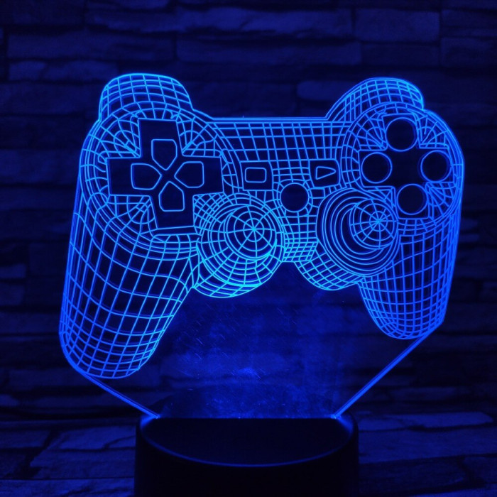 Kontroller 7 színű 3D led lámpa