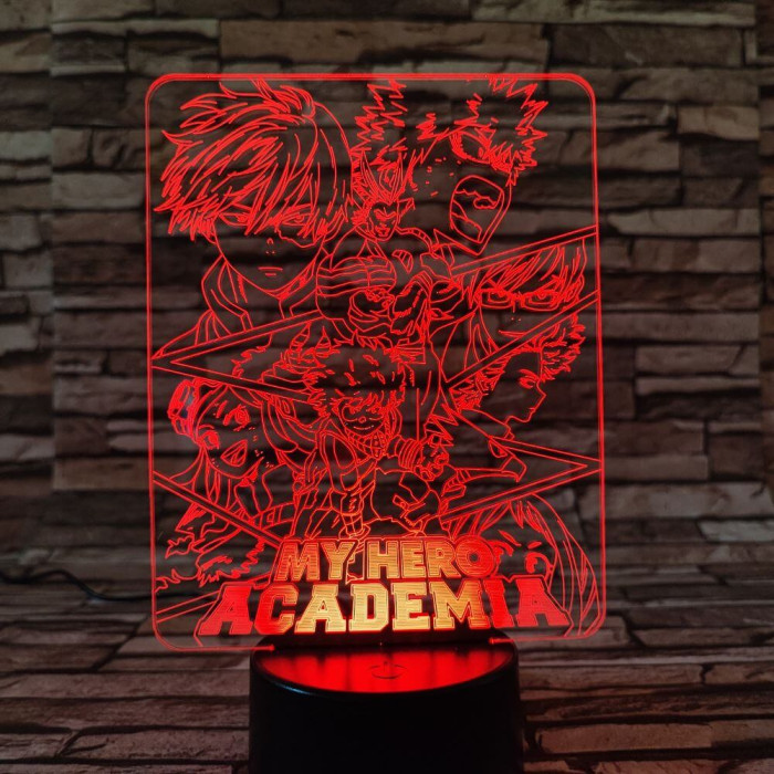 My hero Academia 7 színű 3D led lámpa