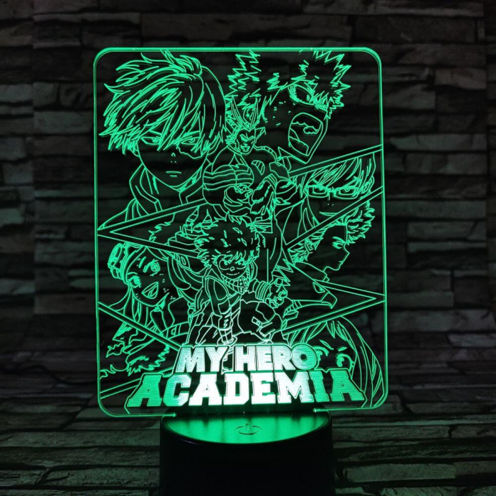 My hero Academia 7 színű 3D led lámpa