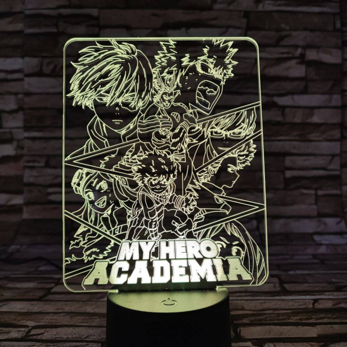 My hero Academia 7 színű 3D led lámpa
