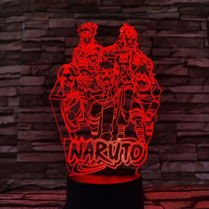 Naruto-csoport 7 színű 3D led lámpa