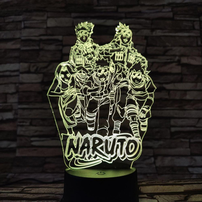 Naruto-csoport 7 színű 3D led lámpa