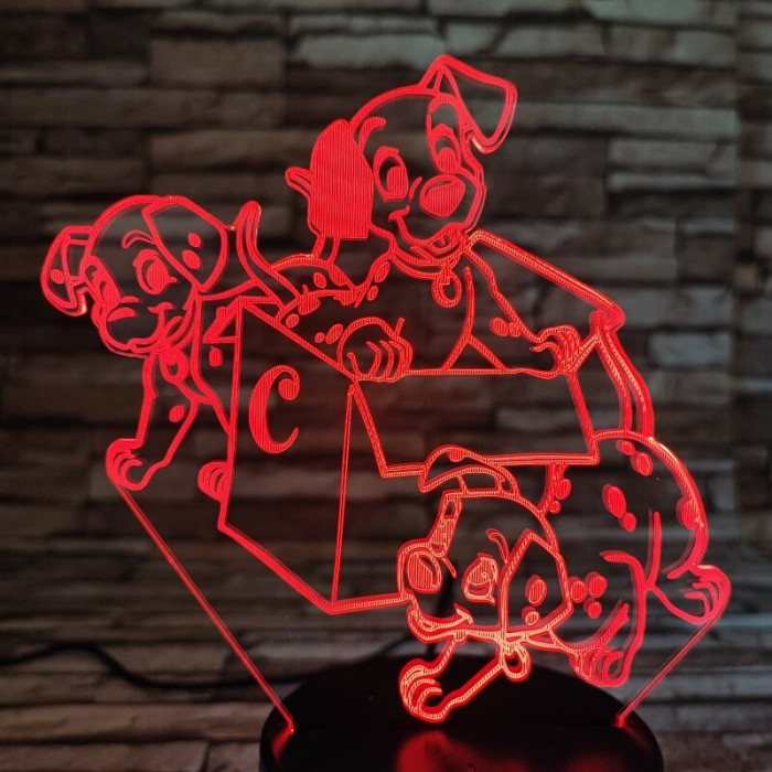 Dalmata kölykök 7 színű 3D led lámpa