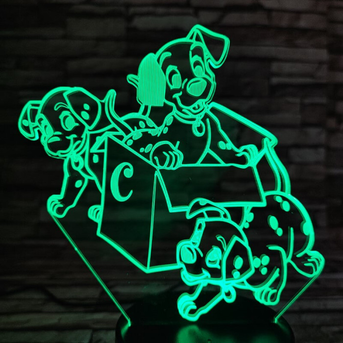 Dalmata kölykök 7 színű 3D led lámpa