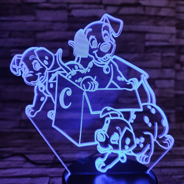 Dalmata kölykök 7 színű 3D led lámpa
